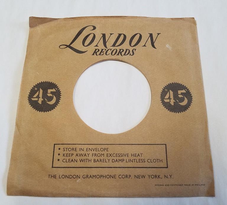London Records Company 45 RPM Vinyl Record Sleeve London Gramophone