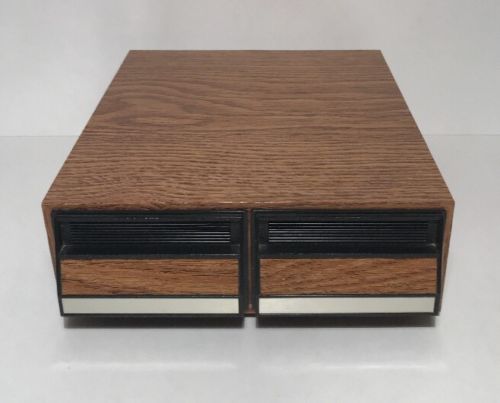 Vintage Wood Grain 2 Drawer Audio Cassette Tape Storage Case Holds 24 Tapes