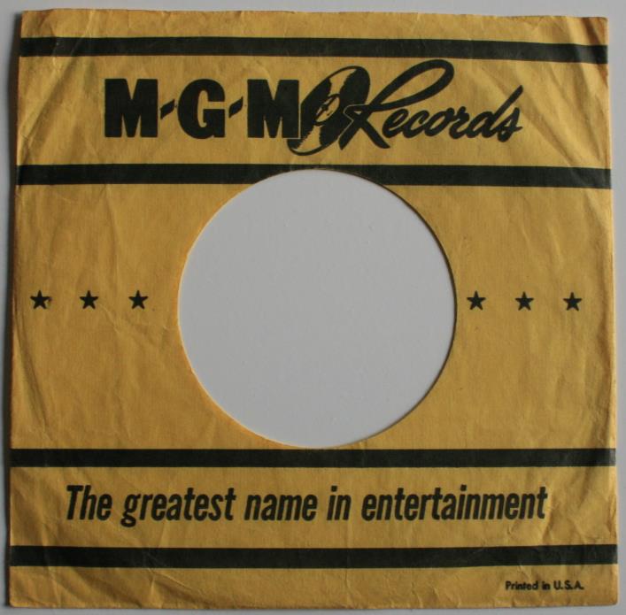 Yellow Sleeve Only MGM RECORDS 45 RPM ~ Printed in USA