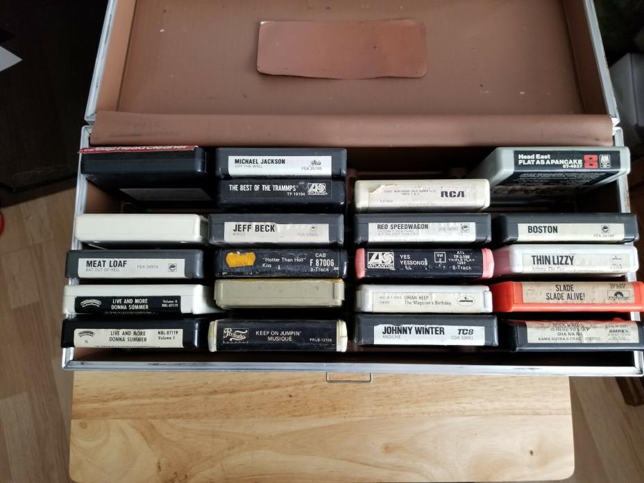 8 Track Tape Case 21 Tapes  kiss yes johnny winter reo boston +