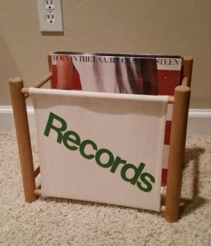 BEST OFFER Vinyl Record Storage LP  Album Holder Vintage Case Cloth Wood Display