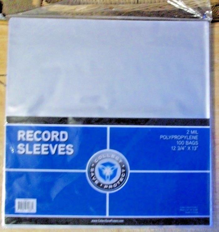 PK 100 CSP 2 MIL CLEAR POLY PLASTIC OUTER SLEEVES~33 RPM VINYL LP RECORD SLEEVES