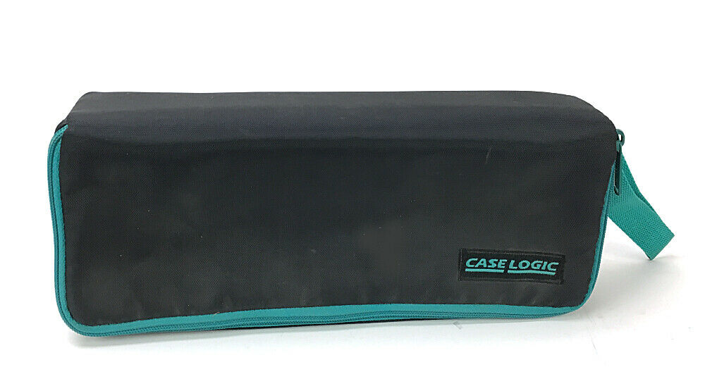 VTG Case Logic Soft Black Teal Portable Cassette Holder 15 Tape Capacity