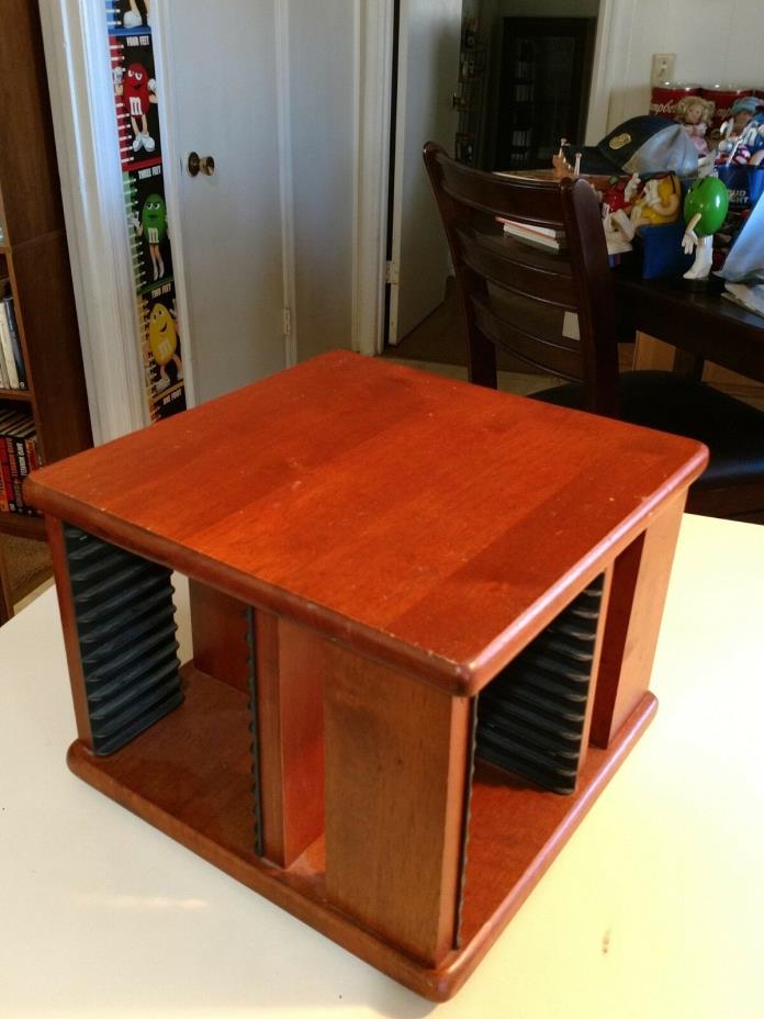 Wooden CD Holder. Holds 48 CDs. Swivels. Gently Used.