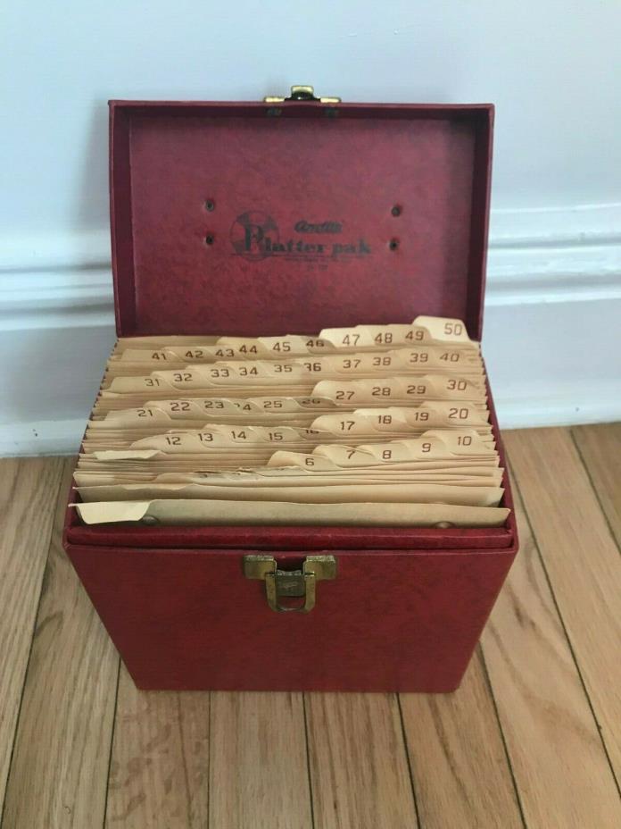 Vintage Amfile Platter-Pak Phonograph Record Case #700 Red Carrying File Box P15