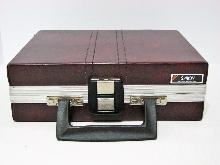 VINTAGE SAVOY CASSETTE CARRYING CASE BROWN FAUX LEATHER