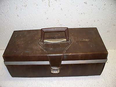 Vintage 8 Track Tape Carrying Case Tan Vinyl Covered Holds 24 8 Tracks