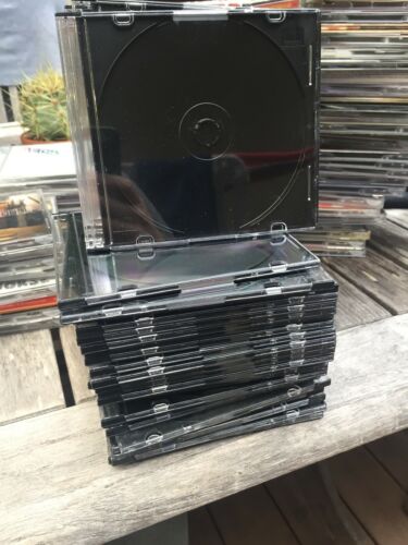 Lot of 30 New, Standard-Sized, Hard-Plastic, Clean, Empty, Clear/Black CD Cases