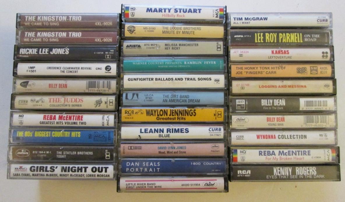HUGE Lot of 31 Country Music Cassette Tapes 80s 90s Southern Pop Rock Vintage A