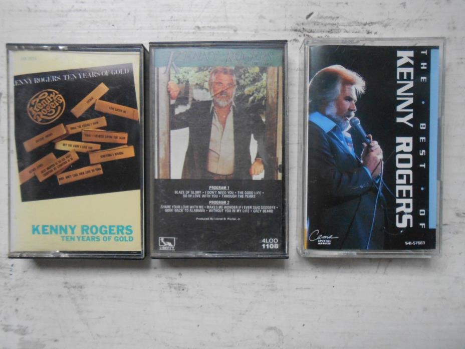 3 Kenny Rogers Country Music Cassette Tapes, Lot of Three