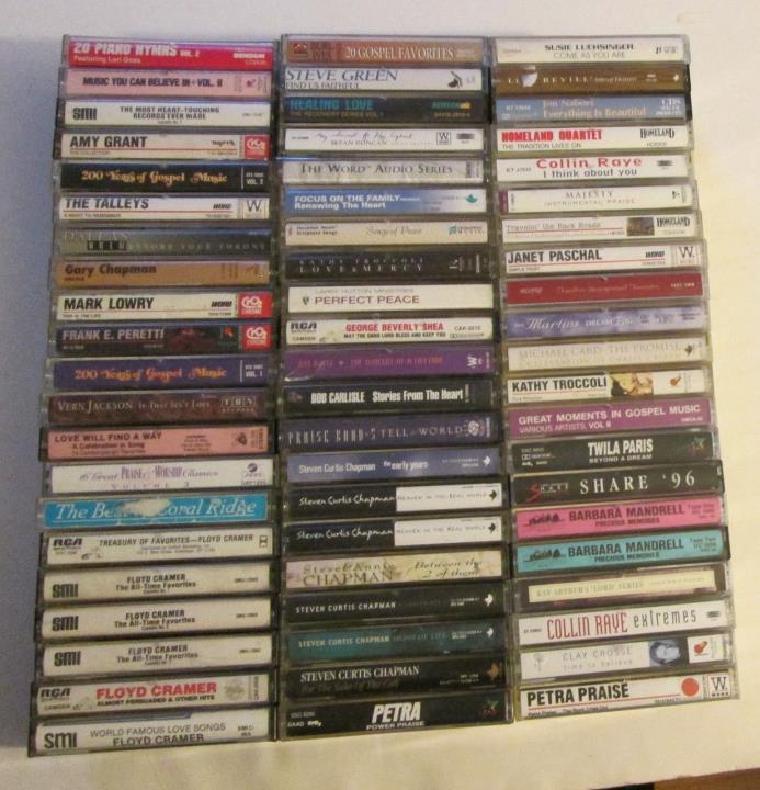 HUGE Lot of 63 Christian & Gospel Music Cassette Tapes Religious Hymn Rock Jesus