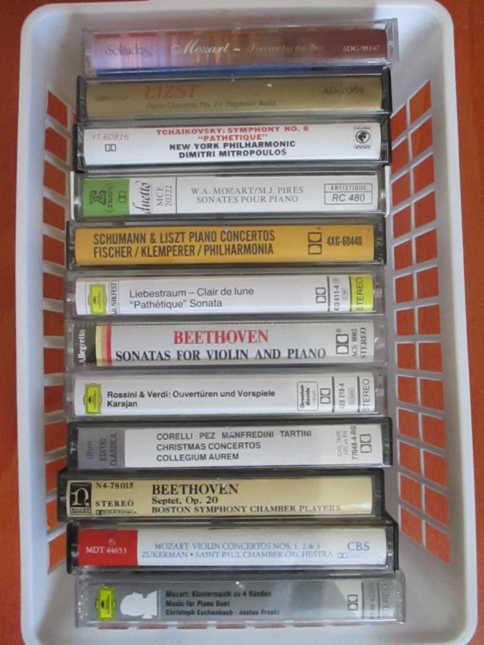 Classical Music 12 Cassette Tapes Beethoven Lizst Mozart Tchaikovsky +