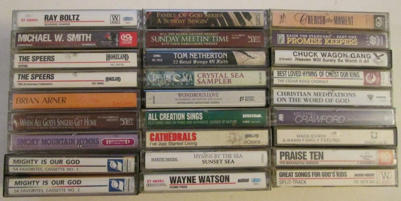 Lot of 26 80s & 90s Christian & Gospel Music Cassette Tapes Religious Hymns Rock
