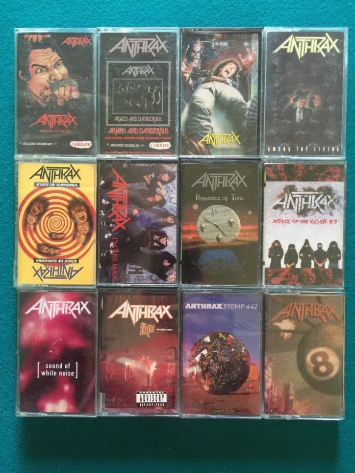 12 ANTHRAX CASSETTE TAPE LOT Megaforce Island THRASH METAL Vol 8 Threat Is Real