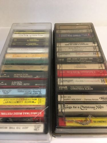 29 Christmas cassette lot- country, crooners. classical, variety with two cases