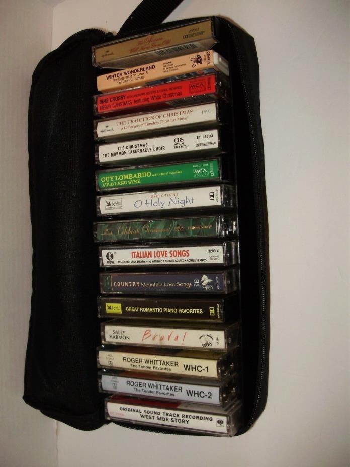 Cassette Tapes Lot 15 Christmas Love West Side Story Bing Crosby Carry Case A68