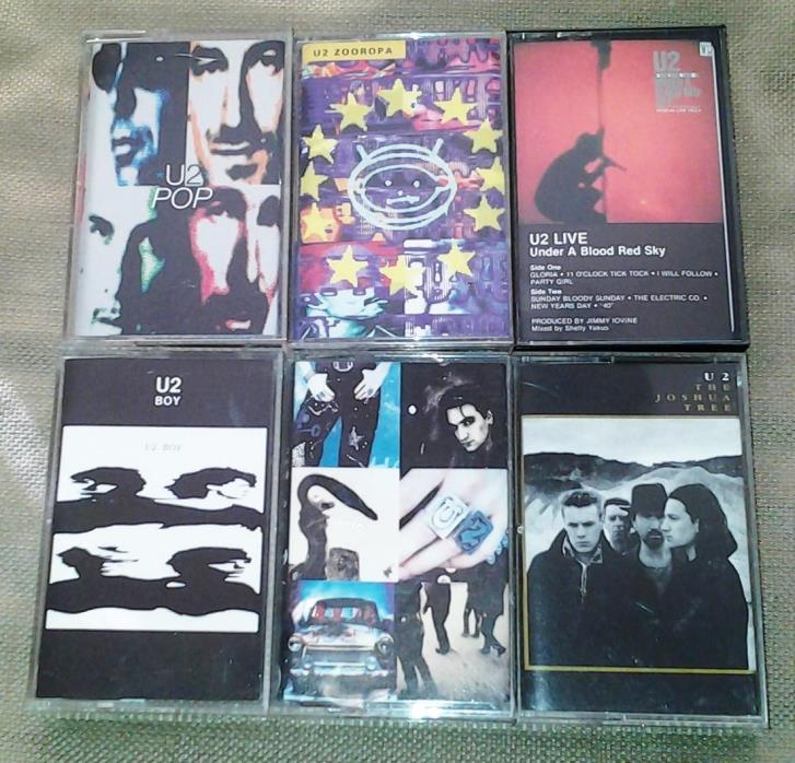 U2 6 Cassette Tape Lot - Joshua Tree, Pop, Actung Baby, Zooropa, Boy, Blood Red