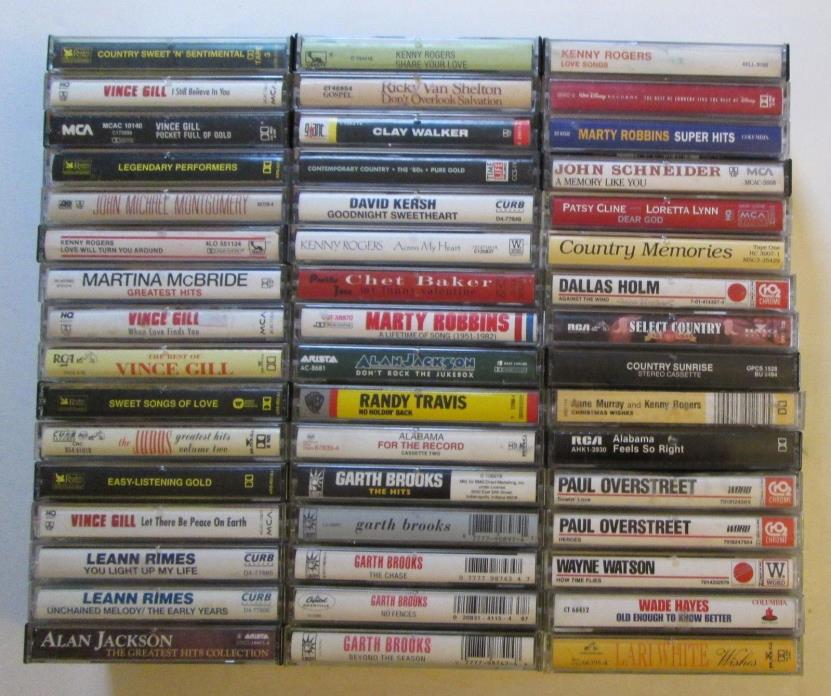 HUGE Lot of 48 Country Music Cassette Tapes 80s 90s Southern Garth Brooks Rimes