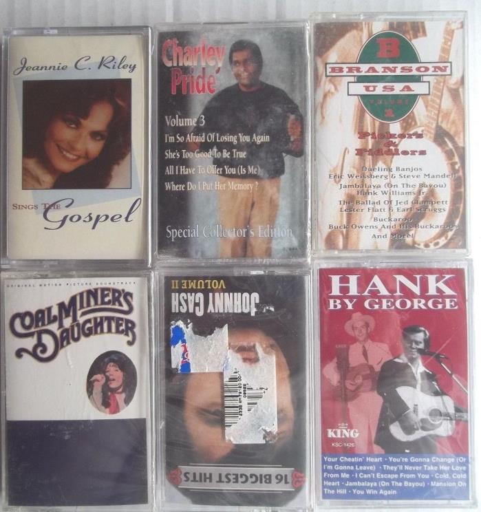 6~Cassettes~Country&Western Singers~Johnny Cash-Branson USA-Charlie Pride-C-List