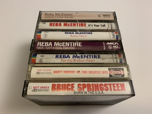 Lot of 7 Country Cassettes of (Mostly) Reba McEntire w/ Bruce Springsteen & More