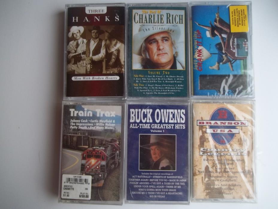 6~Cassettes~Country & Western-Charlie Rich,Jeff Foxworthy,Buck Owens,Branson USA