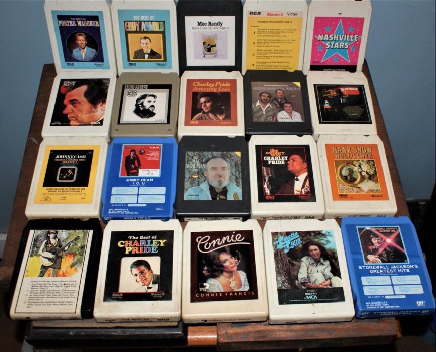 Lot 20 Vintage Country 8 Track Cartridge Tapes for 8 Track Tape Player Untested