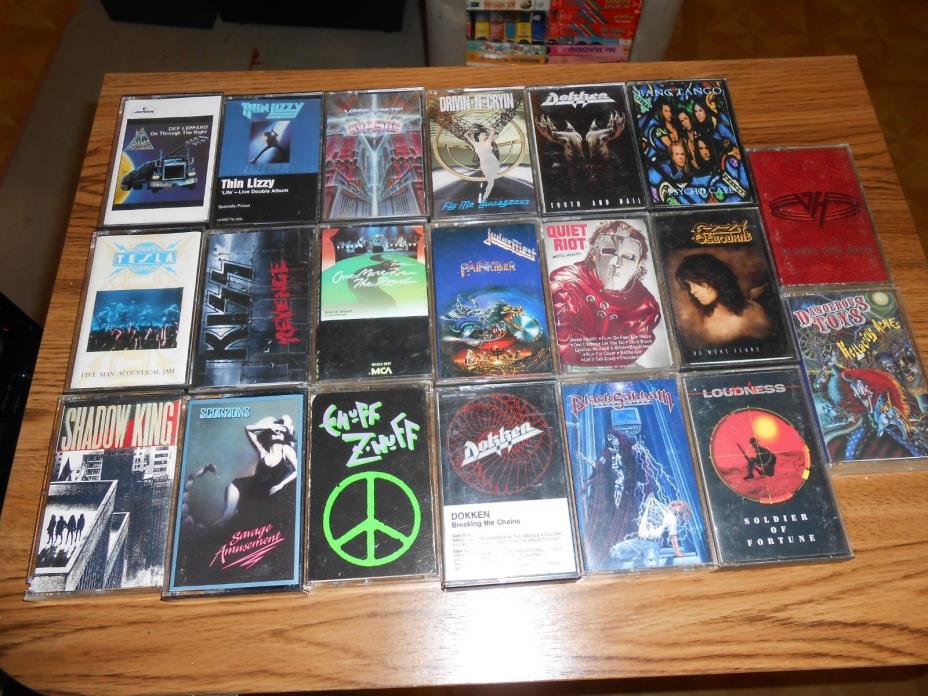 Lot of 20 Assorted Rock Cassette Music Tapes Ozzy, Judas Priest, Tesla & More!