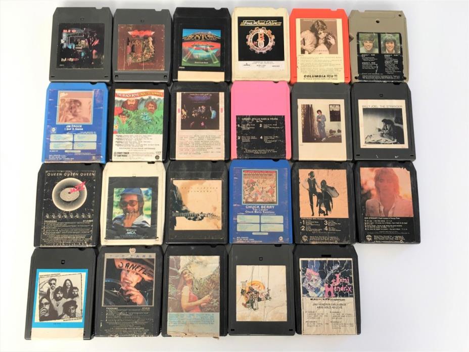Lot of 23 8-Track Cassette Tapes Rock Pop Clapton Hendrix Bowie CSNY Elton John