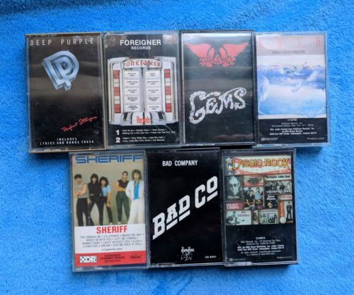 CLASSIC ROCK 7 Cassette Tape Lot Rush Deep Purple Aerosmith Sheriff Bad Company