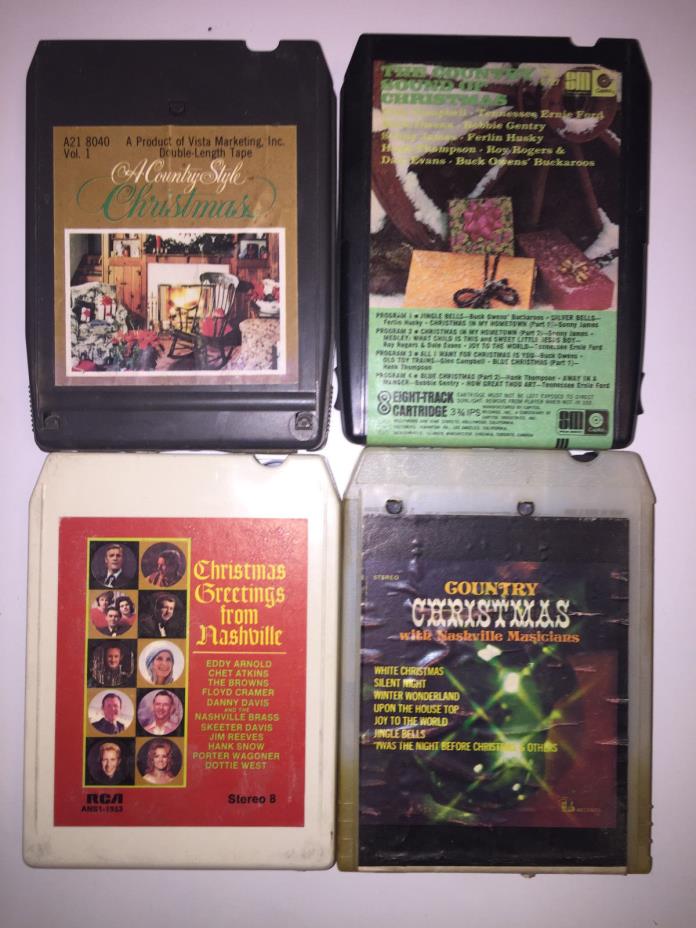 CHRISTMAS 8-TRACK TAPE LOT 4PC USED XMAS COUNTRY VARIOUS CLASSIC STANDARDS