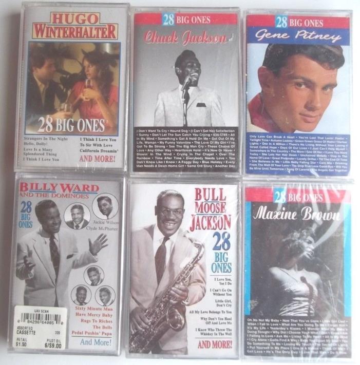 6~Cassettes~28 Big Ones~Maxine brown-Billy Ward,Gene Pitney,Chuck Jackson-New