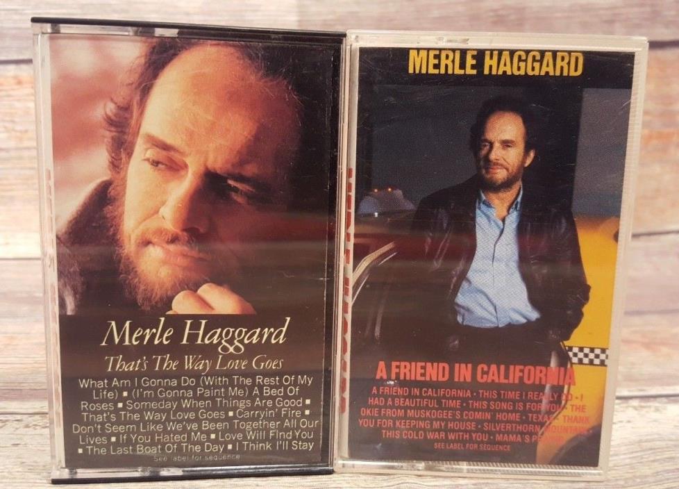 Lot of 2 Merle Haggard Cassettes That`s The Way Love Goes Friend In Calfornia