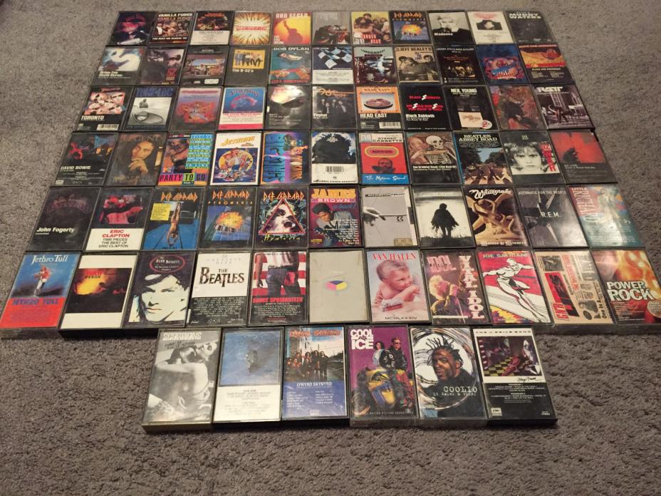 Lot of 72 Untested Cassette Tapes Rock/Blues/Hard Rock/Pop Rock/Metal etc.