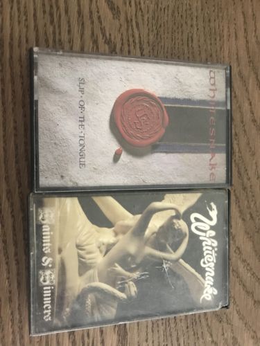 Lot of 2 WHITESNAKE Cassette Tapes Saints Sinners & Slip Of The Tongue HARD ROCK