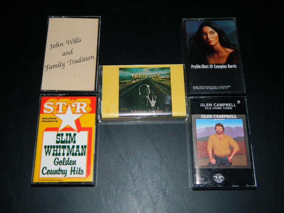 Lot 5 COUNTRY Music Cassette Tapes Glen Campbell, Slim Whitman, John Wills