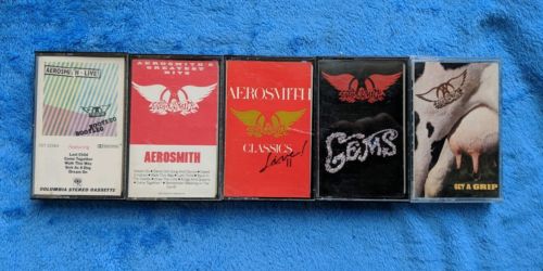 AEROSMITH 5 Cassette Tape Lot Hard Rock Gems Classics Live II Get A Grip