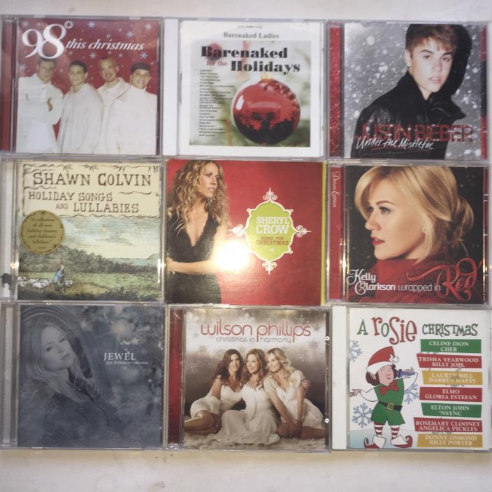 CONTEMPORARY POP ROCK CHRISTMAS 9 CD LOT USED CROW CLARKSON JEWEL ROSIE BIEBER