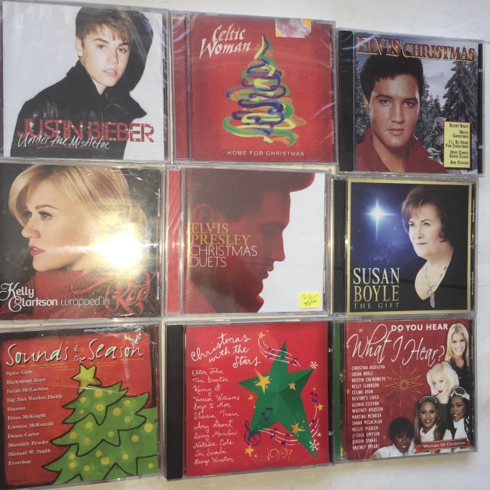 POP ROCK CHRISTMAS 10 CD LOT NEW/USED CLARKSON BIEBER ELVIS PRESLEY SUSAN BOYLE
