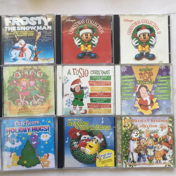 CHILDRENS CHRISTMAS 9 CD LOT USED DISNEY CARE BEARS FROSTY SNOWMAN ROSIE ODONNEL
