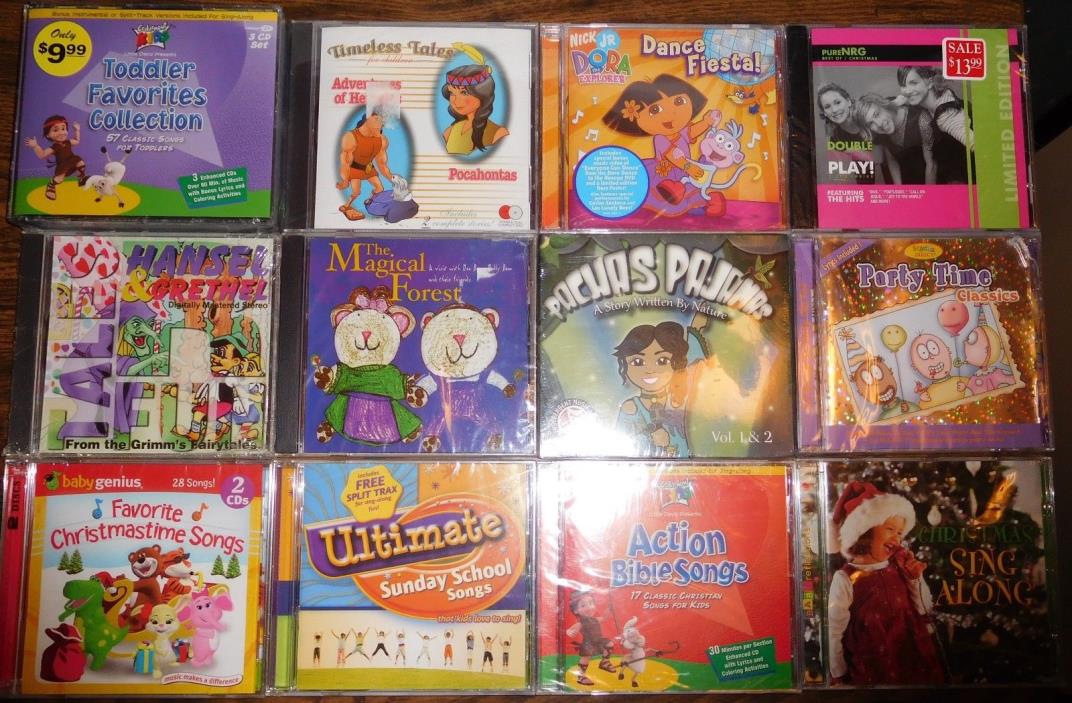 LOT OF NEW 13 CD's-CEDARMONT KIDS-PACHA'S PAJAMAS-DORA THE EXPLORER-BIBLE SONGS