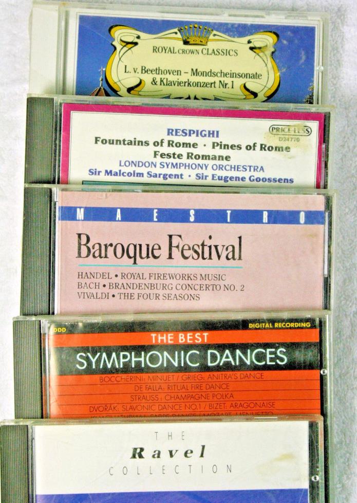 Lot CLASSICAL CD x 5 RAVEL BEETHOVEN, RESPIGHI, BAROQUE, SYMPHONIC DANCES