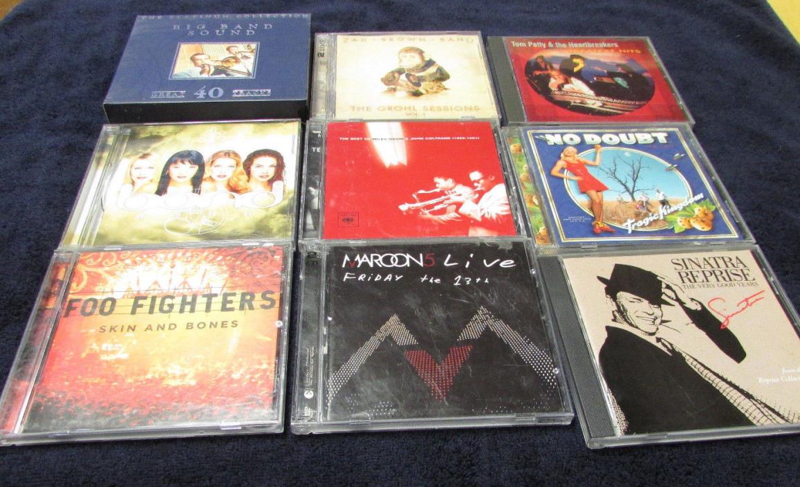 9 ASSORTED ROCK BLUES JAZZ MUSIC CD LOT ZAC BROWN PETTY NO DOUBT MAROON 5 & MORE