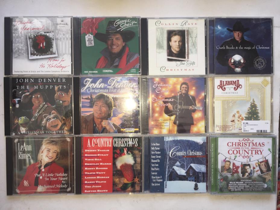 COUNTRY CHRISTMAS 12 CD LOT USED DENVER CASH STRAIT BROOKS ALABAMA YEARWOOD