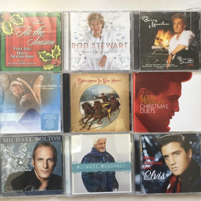 CLASSIC ROCK CHRISTMAS 9 CD LOT BOB DYLAN LOGGINS NEWTON-JOHN BOLTON ELVIS USED