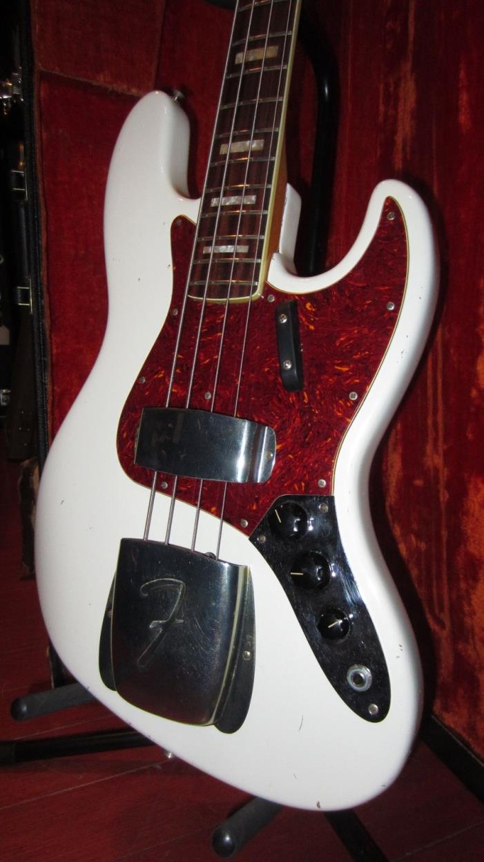 Vintage Original 1966 Fender Jazz Bass Electric Bass Guitar White Original Case