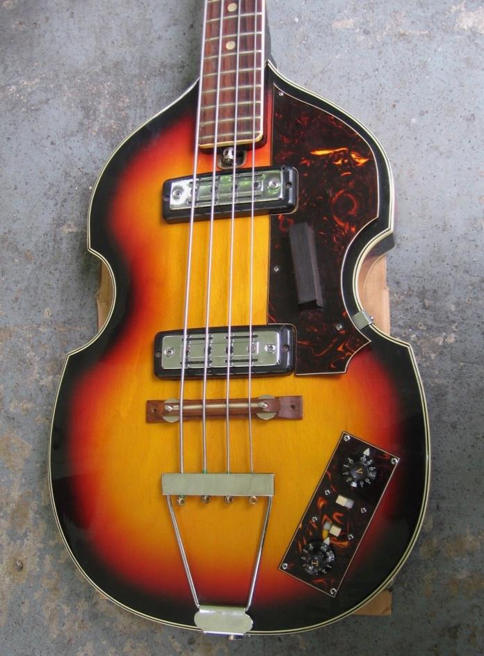 1960s Mayfair (Kawai) Electric Bass Guitar. Beatle Violin-Style Bass.
