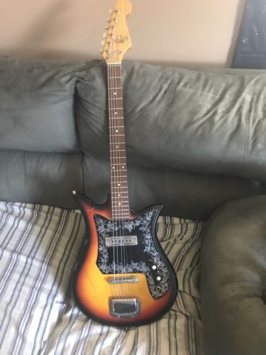 Vintage 1960's teisco E-110 sunburst electric guitar