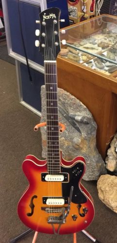 Vintage Norma Japan Semi-Hollow Body 2-pup Cherryburst Electric Guitar Nice!