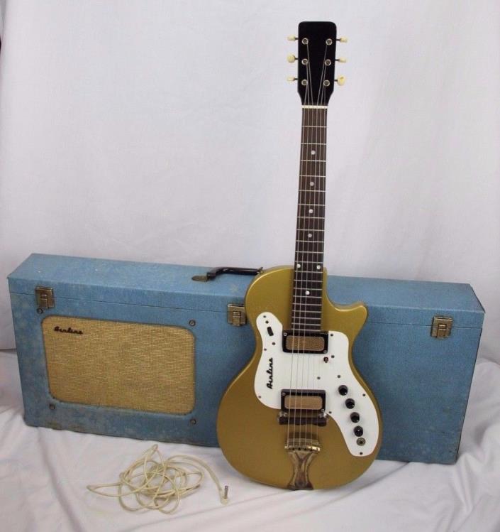 VINTAGE 1960'S VALCO BUILT AIRLINE AMP IN CASE ELECTRIC GUITAR SET GOLD TOP