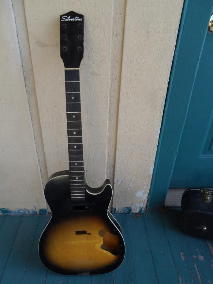 Vintage 1960's Harmony Stratotone Guitar Project Body & Neck Silvertone